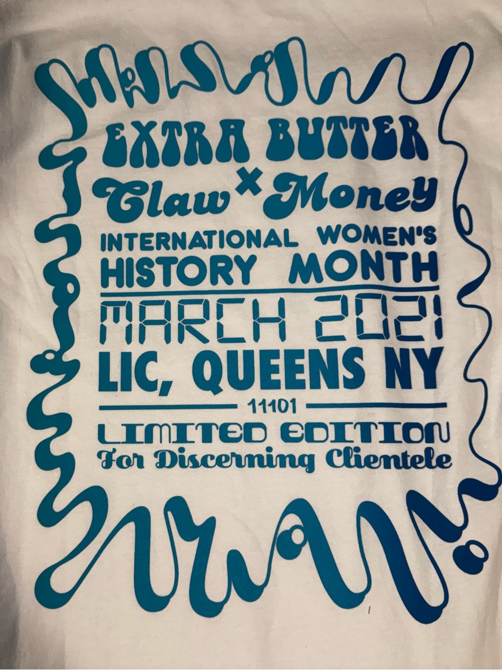 Extra Butter x Claw Money Women's History Month Graphic Tee - Blue on White Sz S